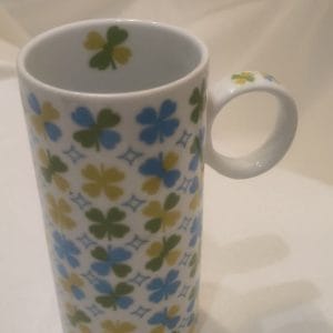 دسته دایره ای ماگ سرامیکی، طرح شبدر داخل لبه ماگ، لیوان فانتزی کادویی طرح بهاری